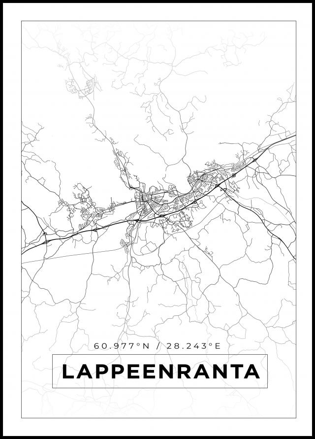 Karta - Lappeenranta - Vit Poster