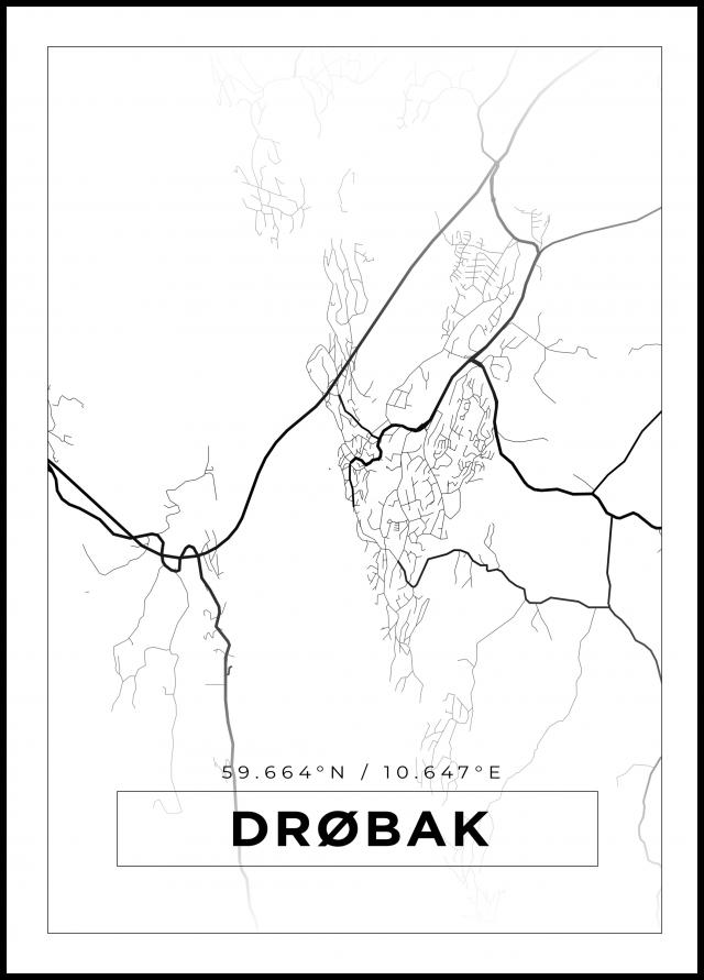 Karta - Drøbak - Vit Poster