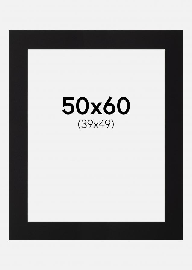 Passepartout Svart Standard (Vit kärna) 50x60 cm (39x49)