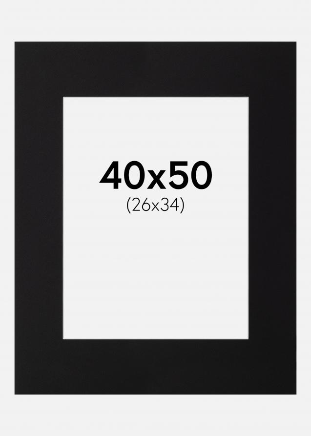 Passepartout Svart Standard (Vit kärna) 40x50 cm (26x34)
