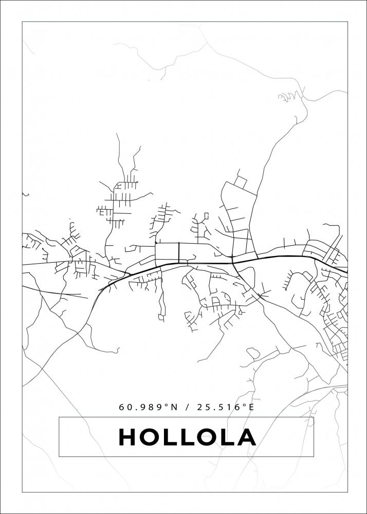 Karta - Hollola - Vit Poster