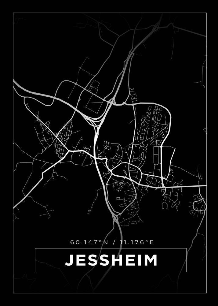 Karta - Jessheim - Svart Poster