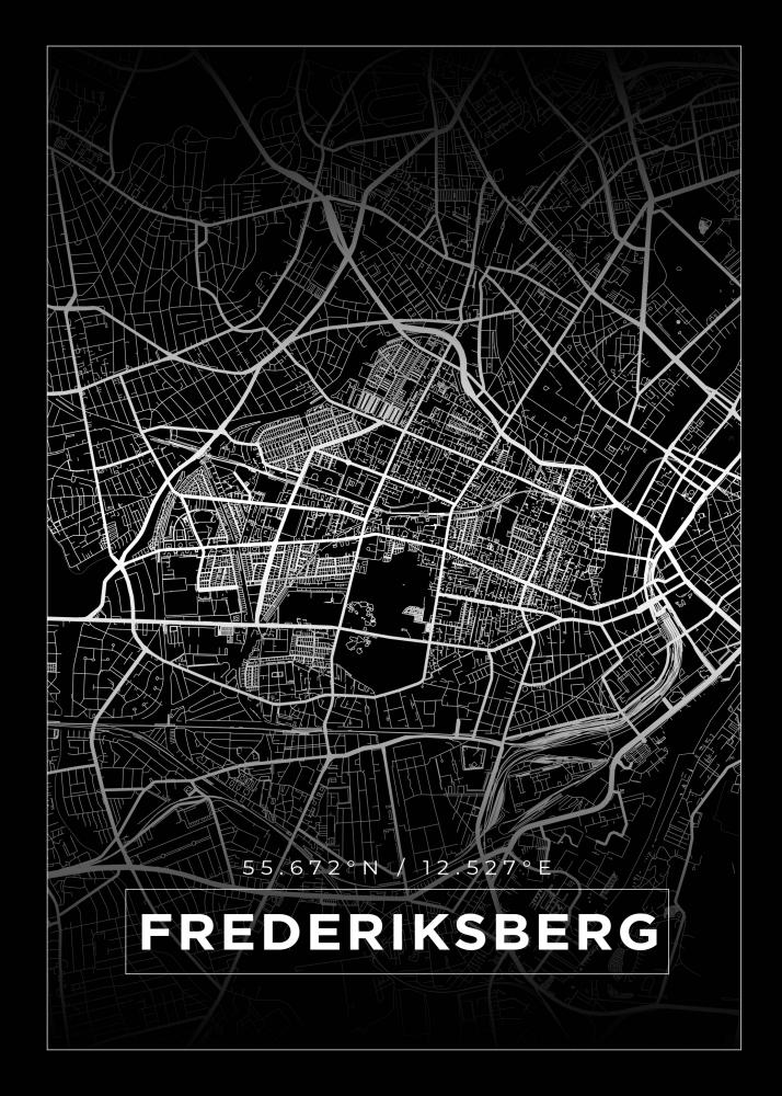 Karta - Frederiksberg - Svart Poster