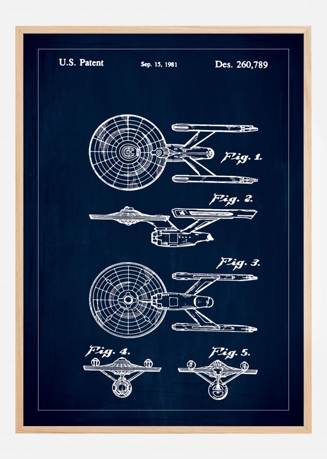Patentritning - Star Trek - USS Enterprise - Blå Poster