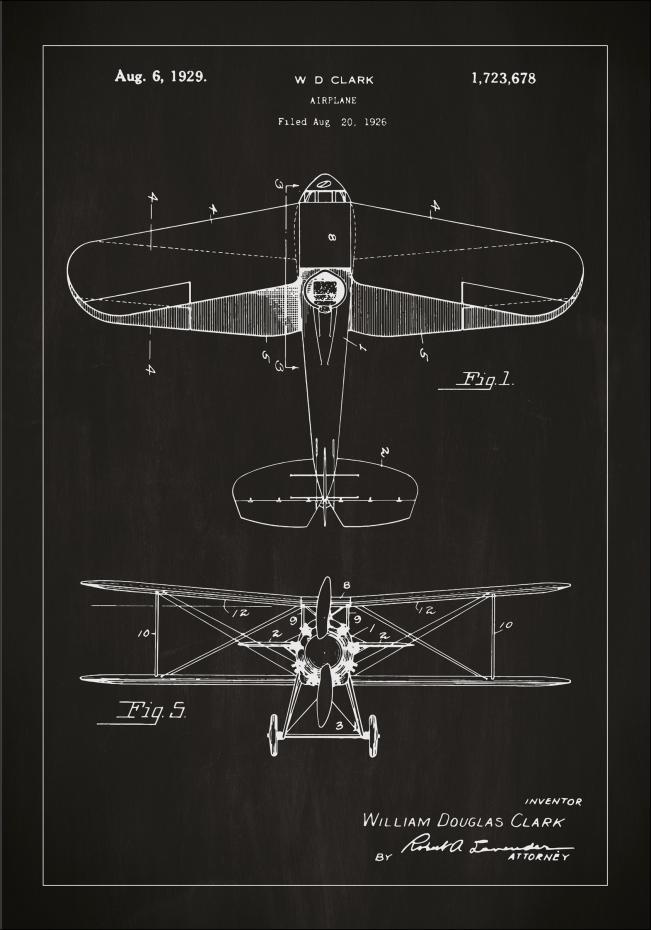 Patentritning - Flygplan - Svart Poster