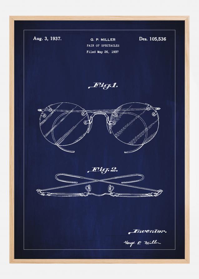 Patentritning - Glasögon A - Blå Poster