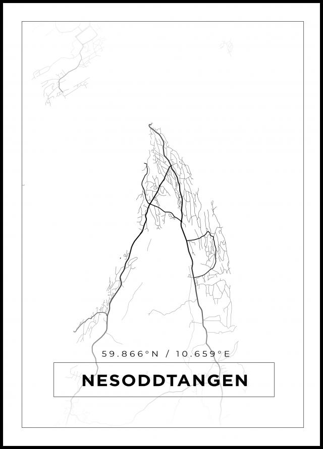 Karta - Nesoddtangen - Vit Poster