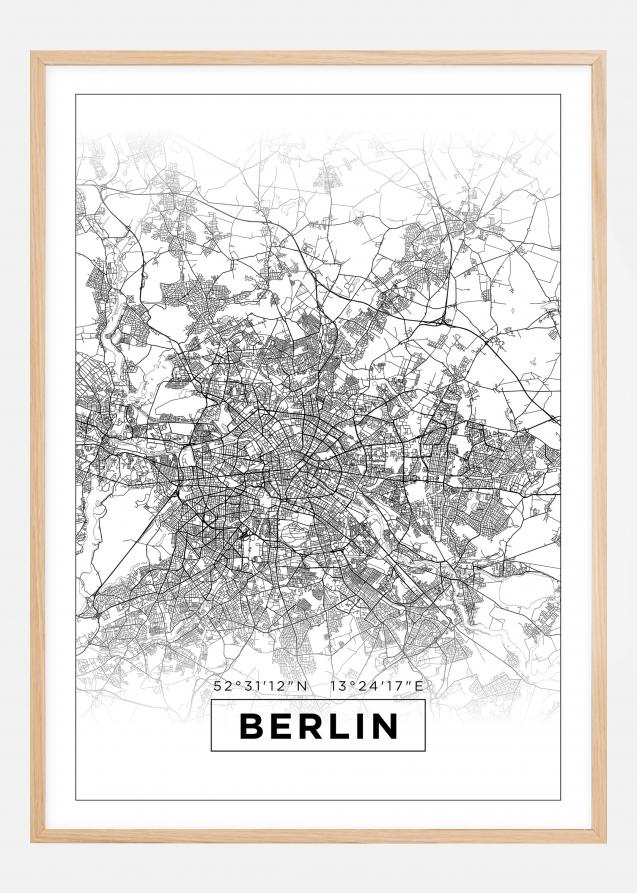 Karta - Berlin - Vit Poster