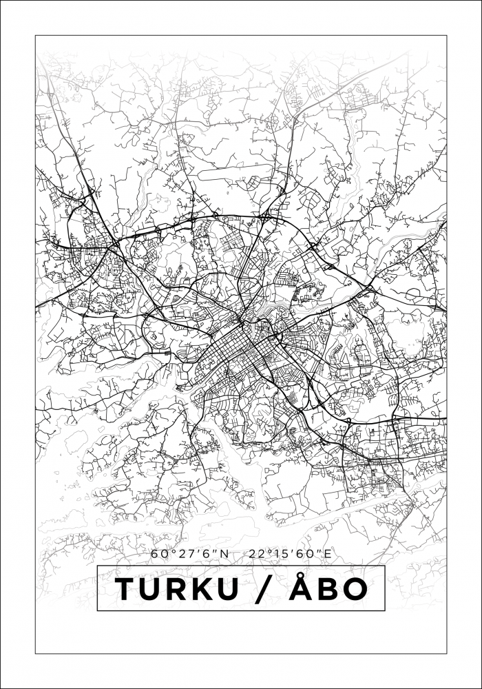 Karta - Turku / bo - Vit Poster