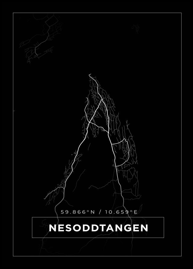 Karta - Nesoddtangen - Svart Poster