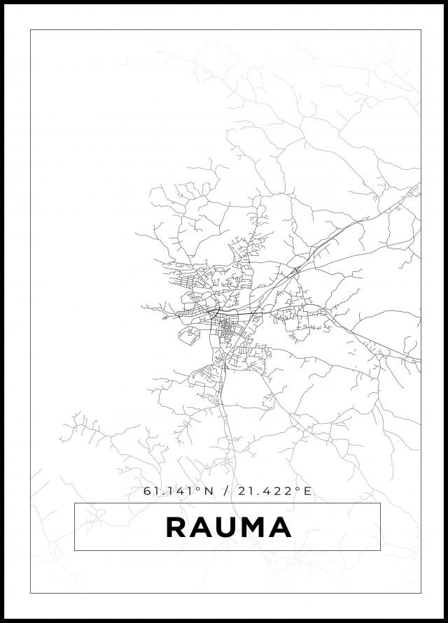 Karta - Rauma - Vit Poster
