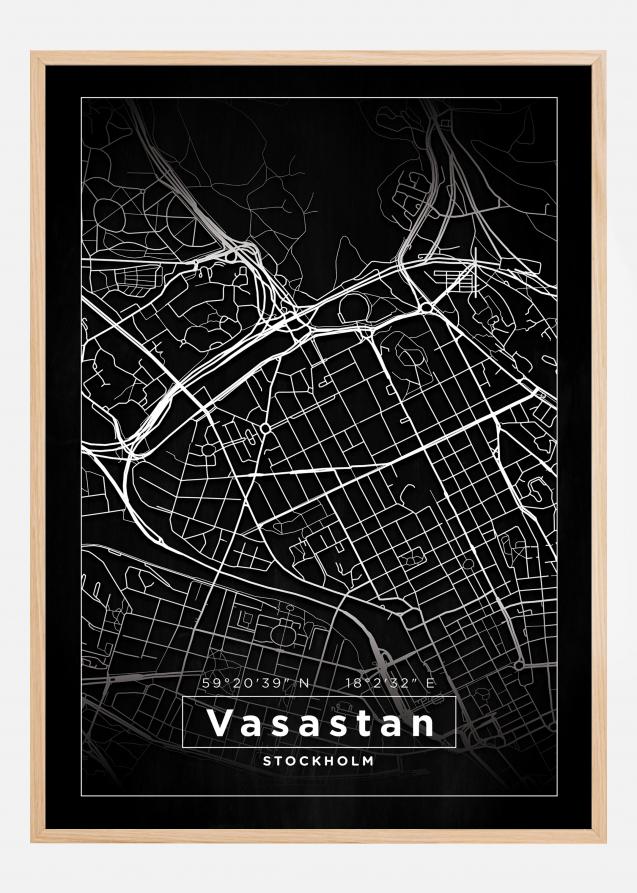 Karta - Vasastan - Svart Poster
