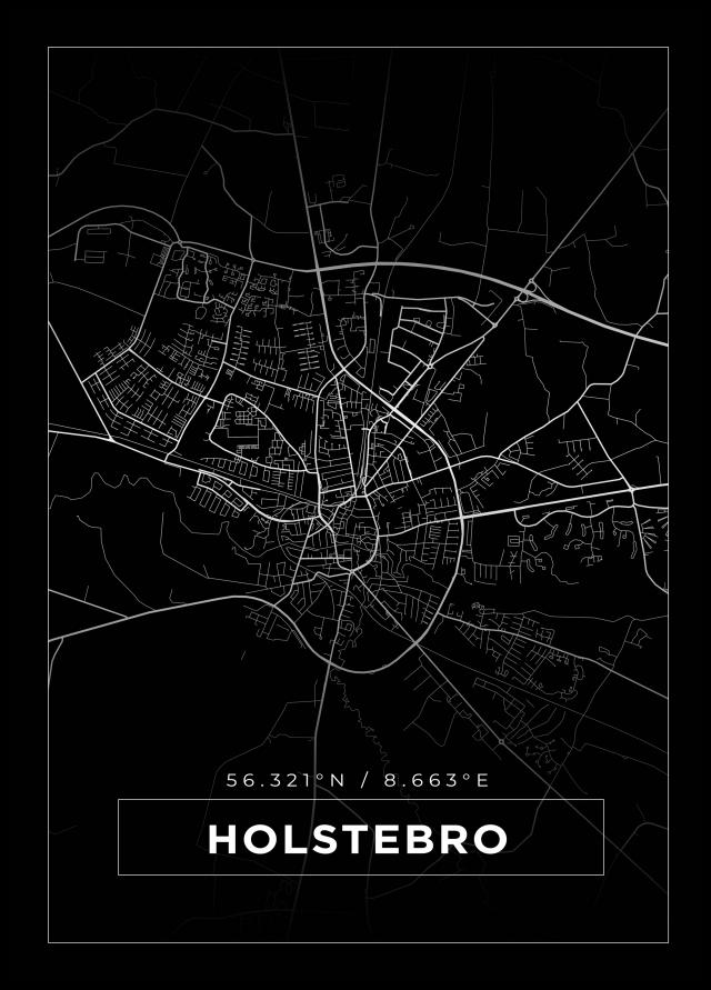 Karta - Holstebro - Svart Poster