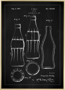 Patentritning - Coca Cola-flaska - Svart Poster