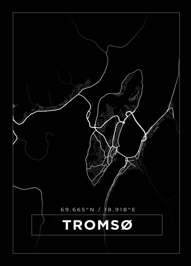 Karta - Tromsø - Svart Poster