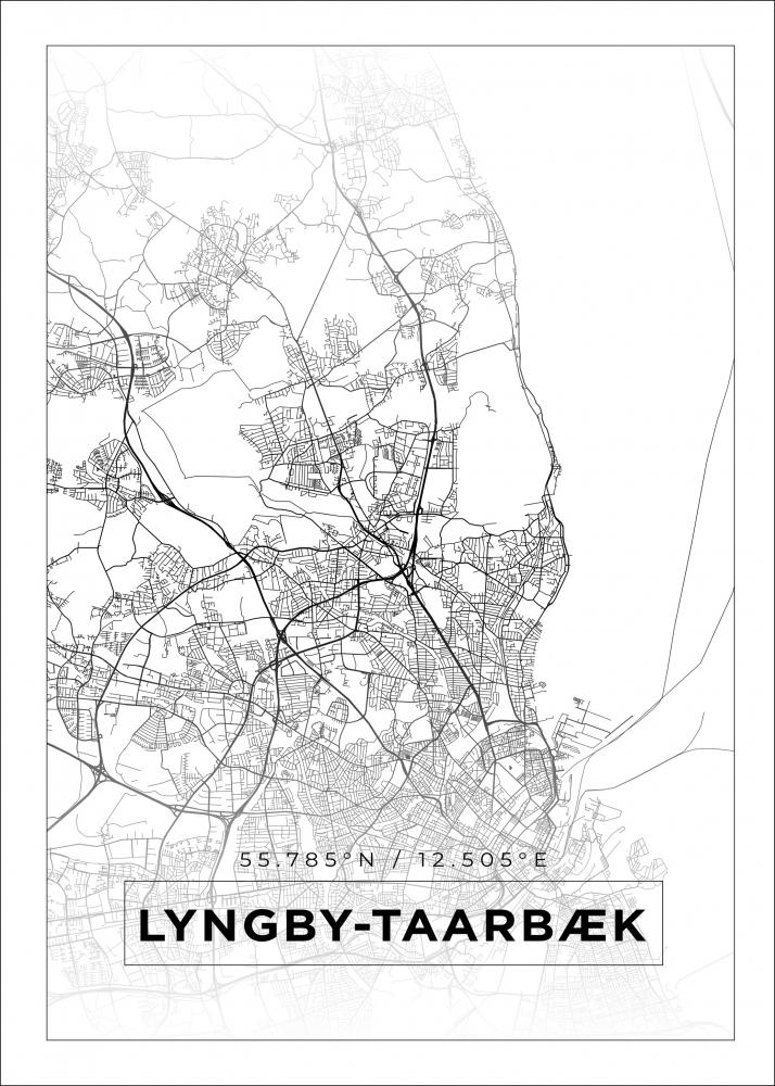 Karta - Lyngby-Taarbk - Vit Poster