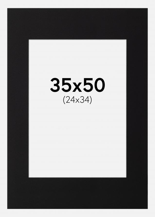 Passepartout Svart Standard (Vit kärna) 35x50 cm (24x34)