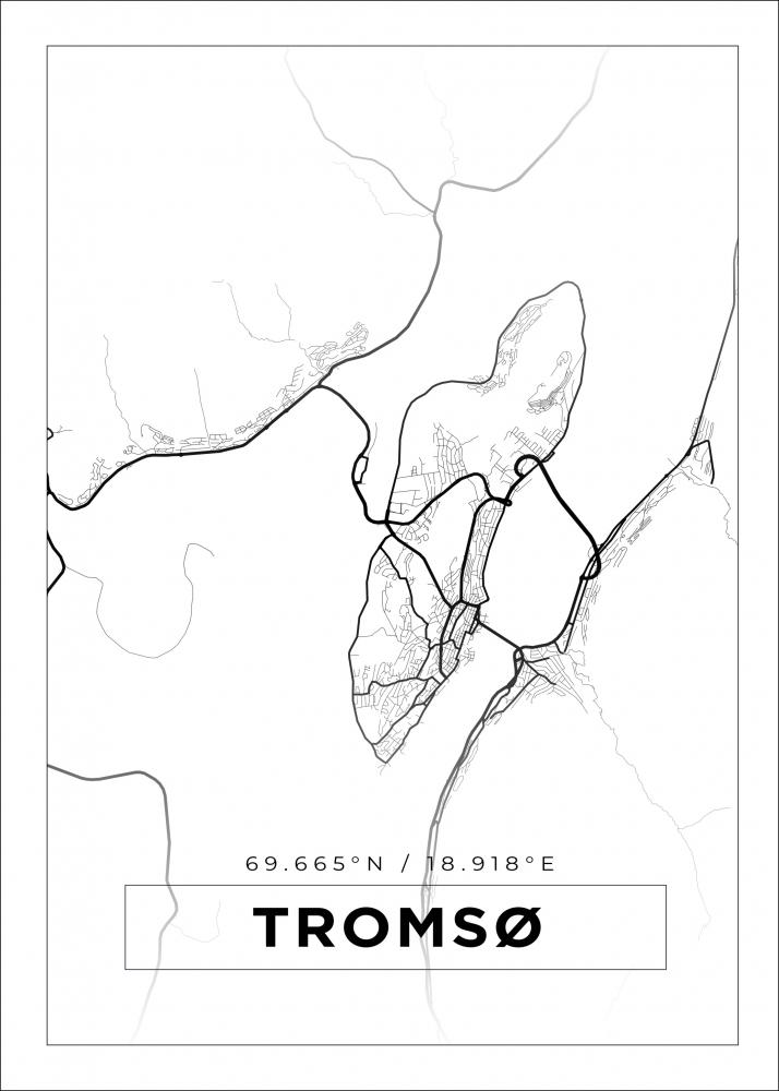 Karta - Troms - Vit Poster