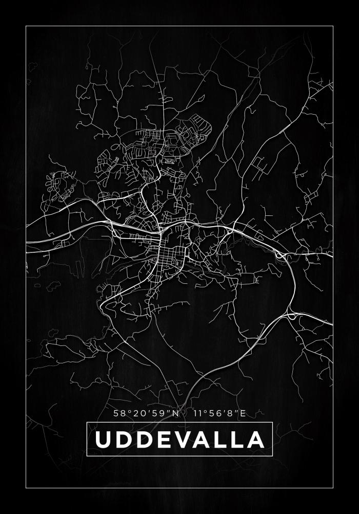 Karta - Uddevalla - Svart Poster