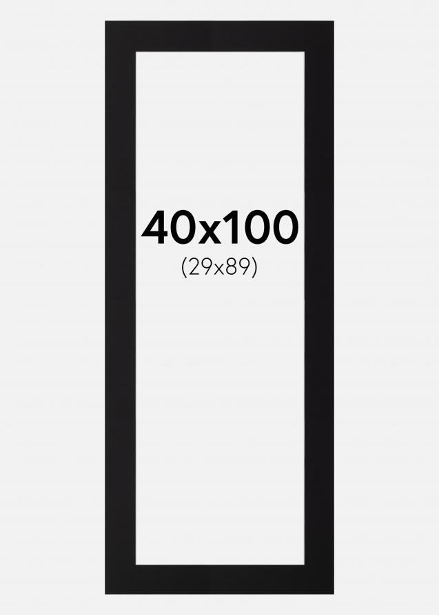 Passepartout Svart Standard (Vit kärna) 40x100 cm (29x89)