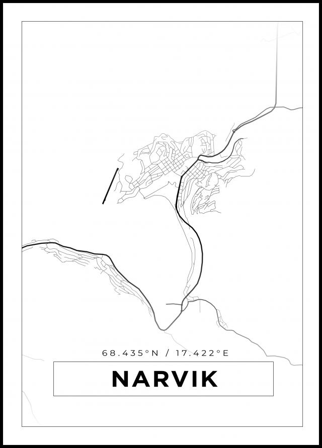 Karta - Narvik - Vit Poster