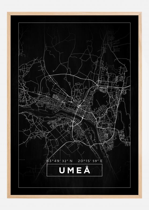 Karta - Umeå - Svart Poster