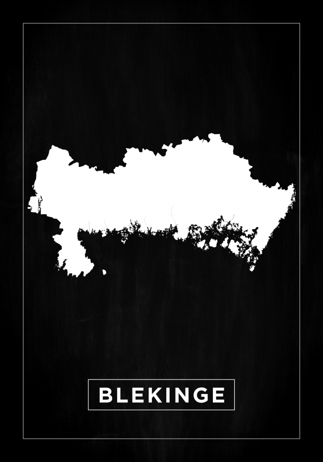 Karta - Blekinge - Svart Poster