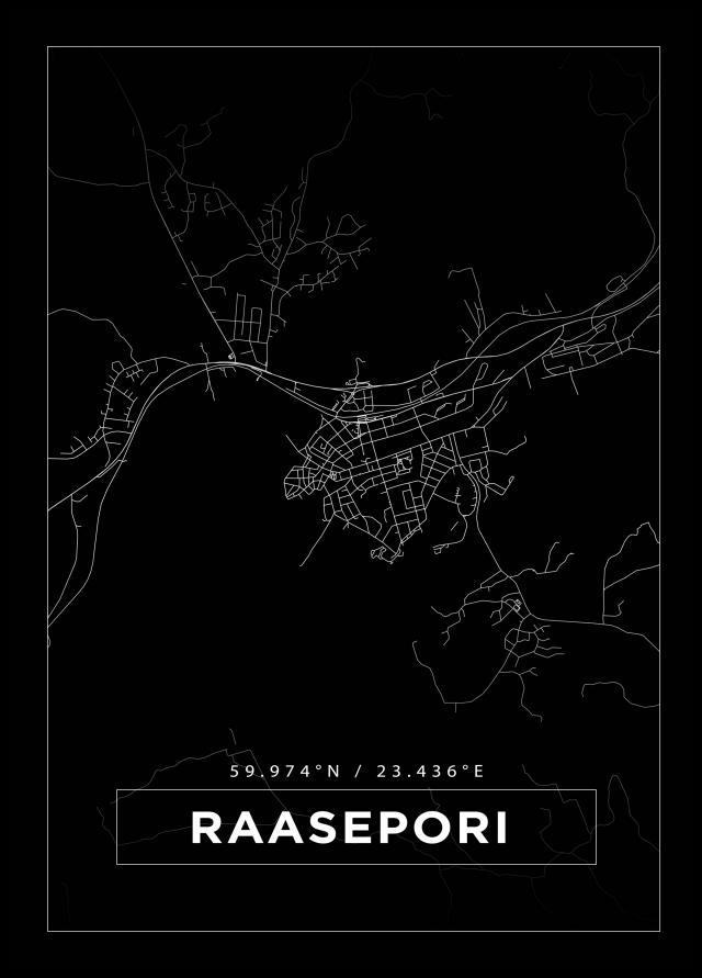 Karta - Raseborg - Svart Poster