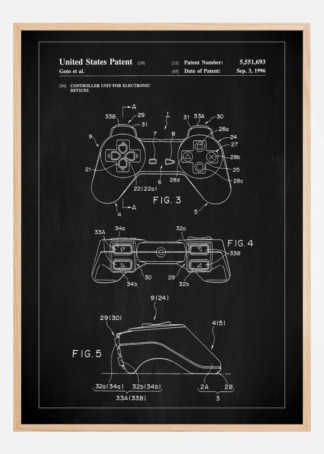 Patent Print - Game Controller II - Black Poster