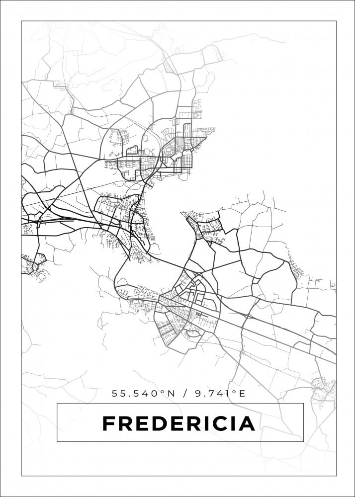 Karta - Fredericia - Vit Poster