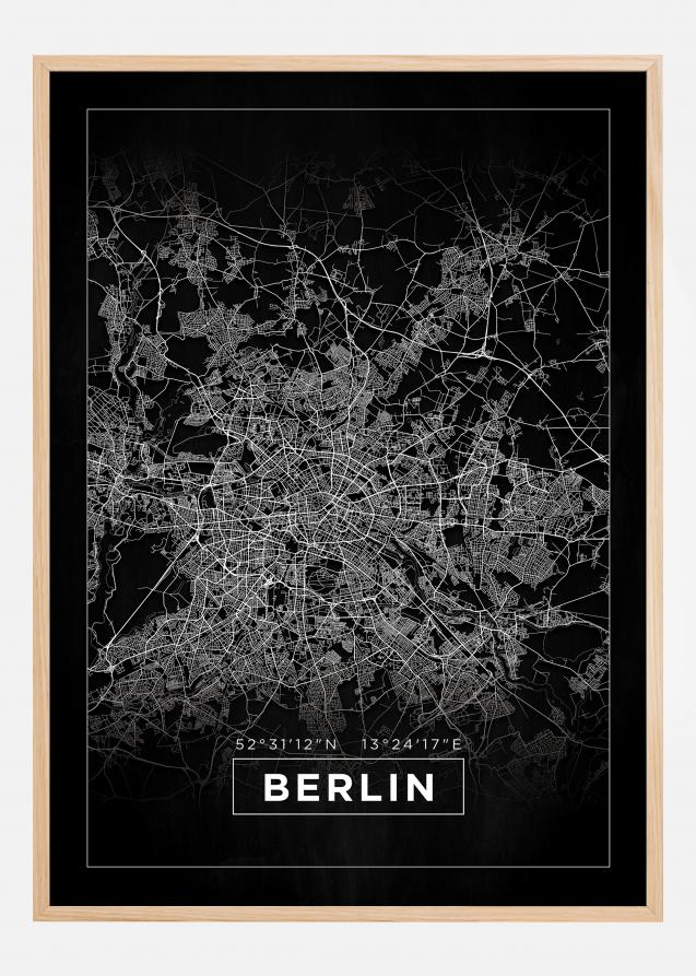 Karta - Berlin - Svart Poster