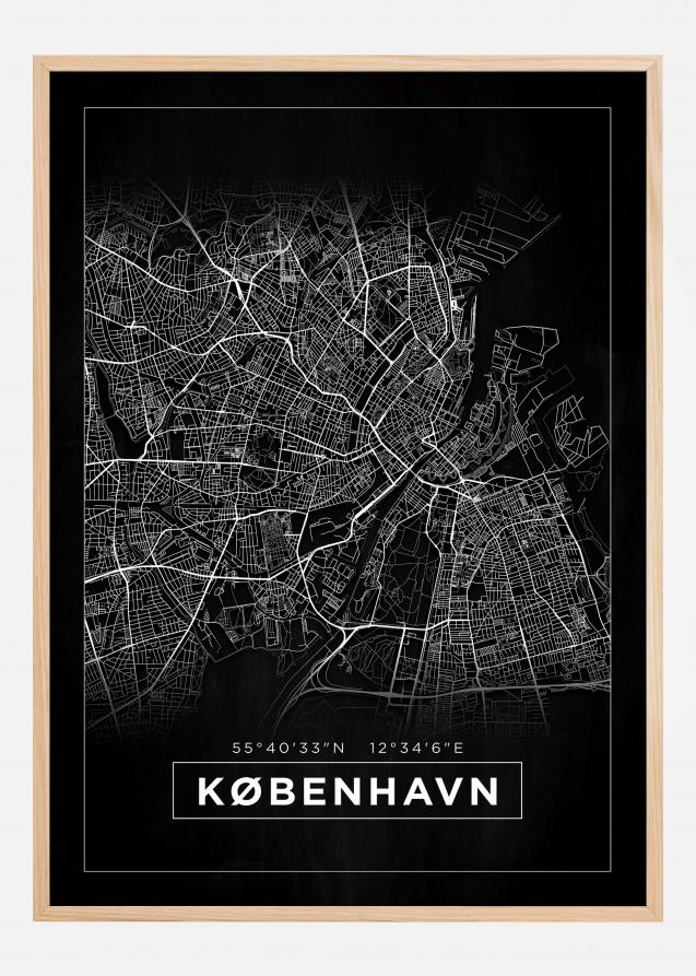 Karta - København - Svart Poster