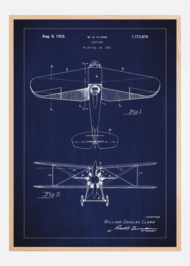 Patentritning - Flygplan - Blå Poster