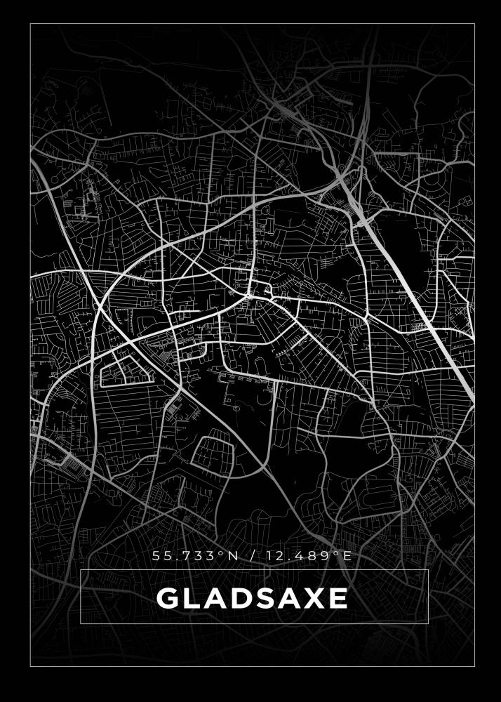 Karta - Gladsaxe - Svart Poster