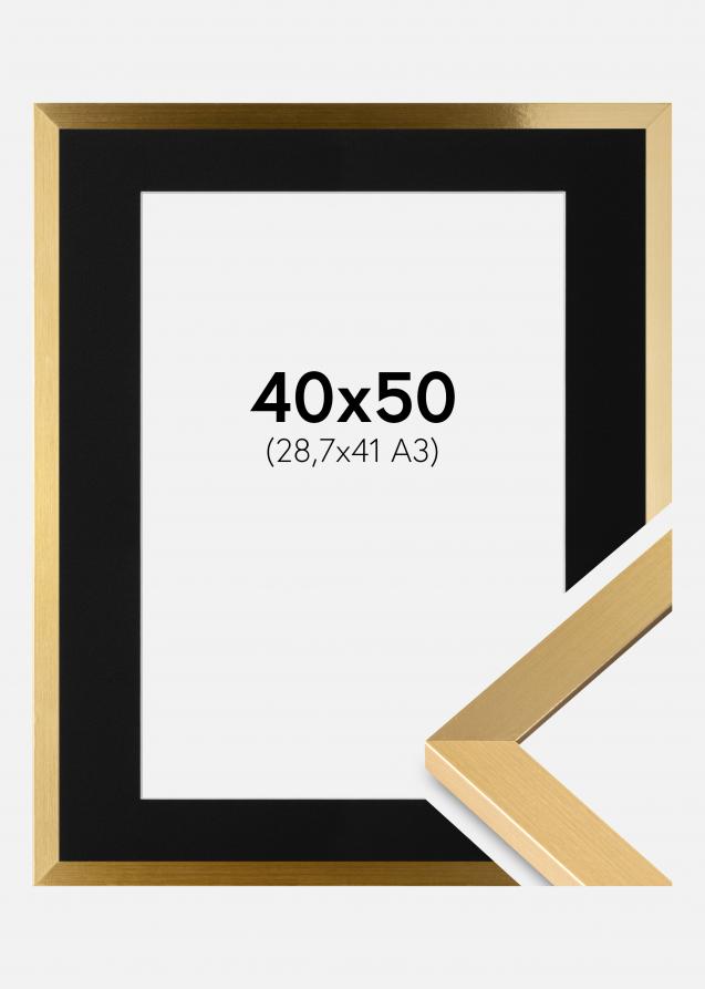 Ram Selection Guld 40x50 cm - Passepartout Svart 29,7x42 cm (A3)