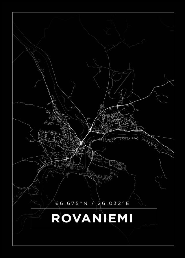 Karta - Rovaniemi - Svart Poster