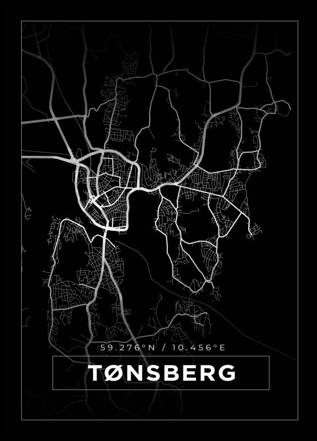 Karta - Tønsberg - Svart Poster