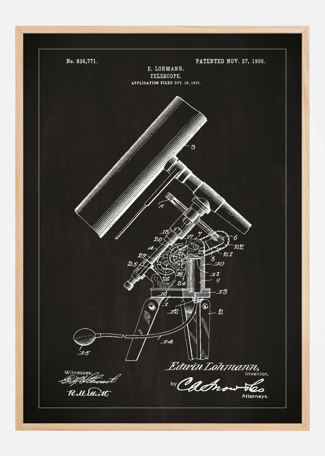 Patentritning - Teleskop - Svart Poster