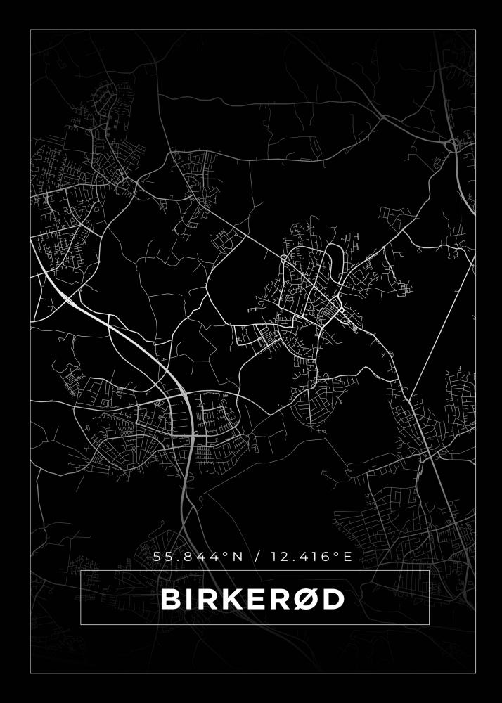Karta - Birkerd - Svart Poster