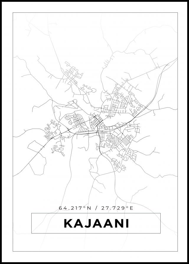 Karta - Kajaani - Vit Poster