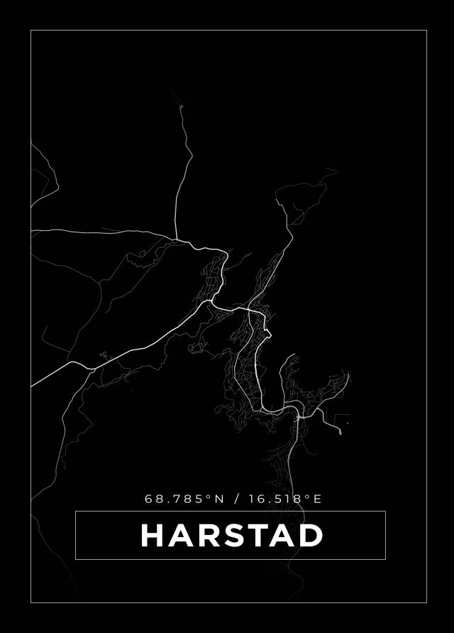 Karta - Harstad - Svart Poster