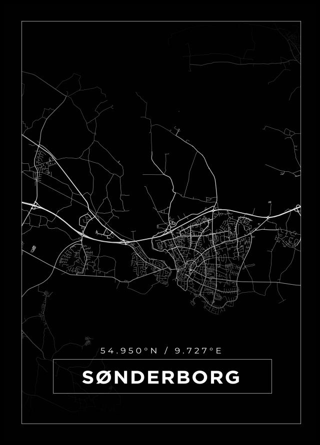 Karta - Sønderborg - Svart Poster