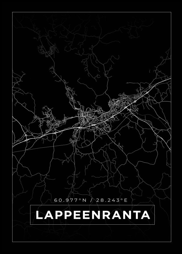 Karta - Lappeenranta - Svart Poster