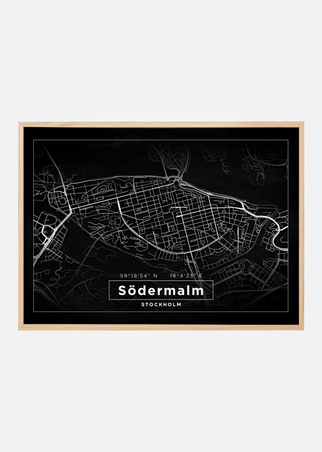 Karta - Södermalm - Svart Poster