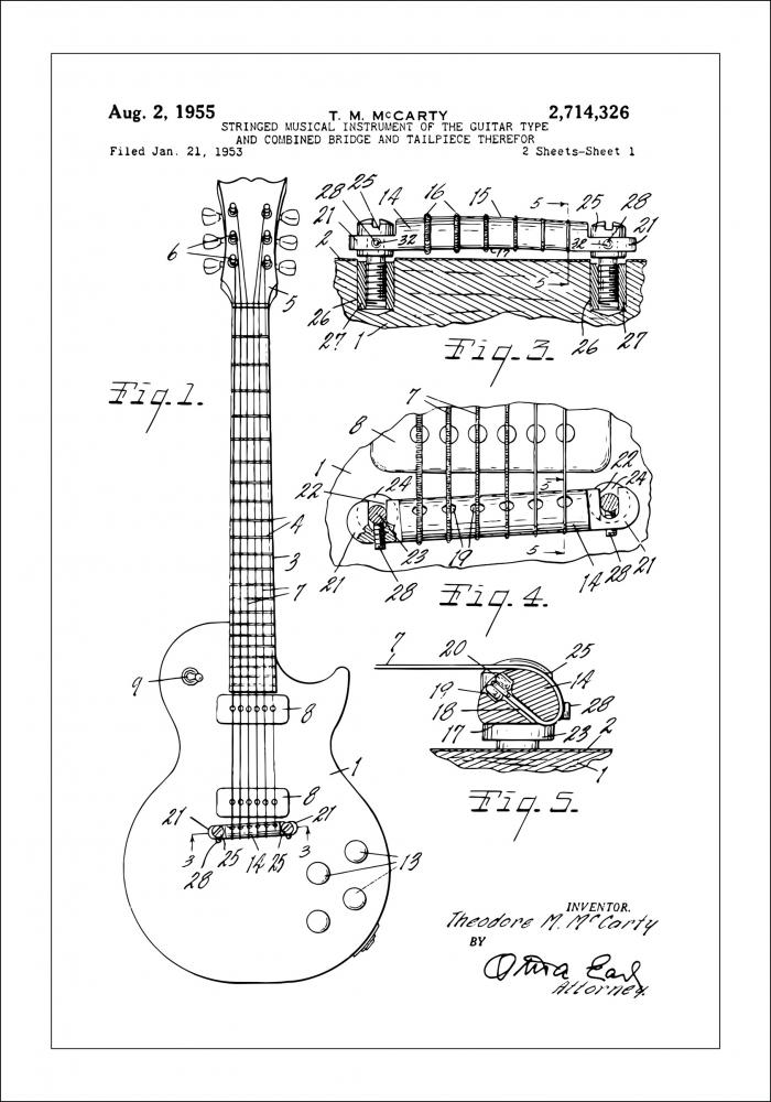 Patentritning - Elgitarr I Poster