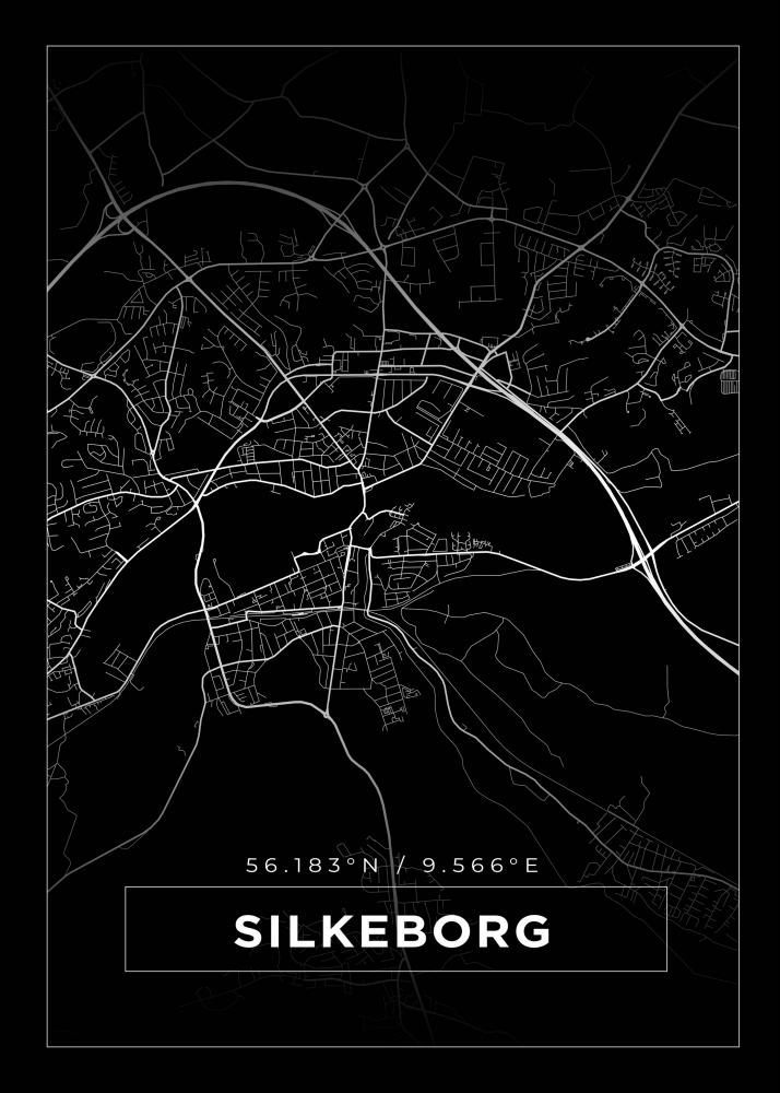 Karta - Silkeborg - Svart Poster
