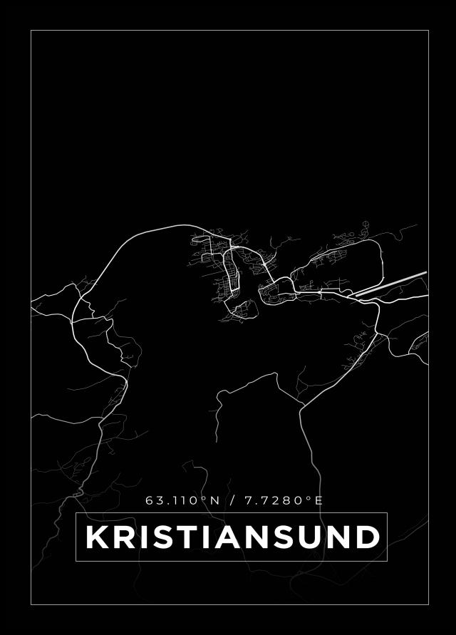 Karta - Kristiansund - Svart Poster