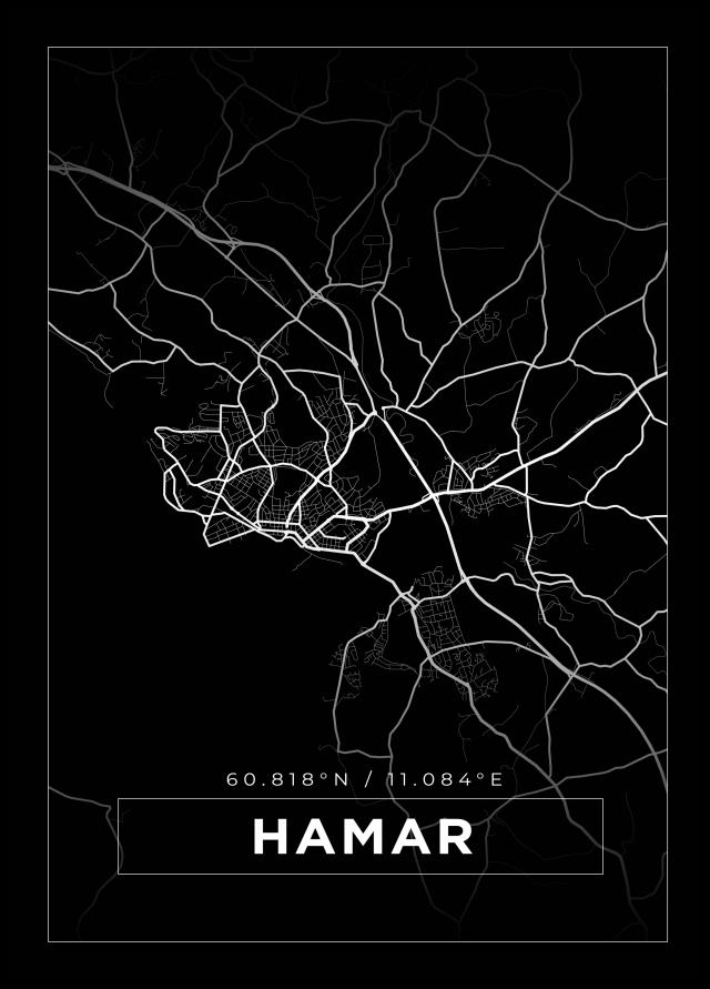 Karta - Hamar - Svart Poster