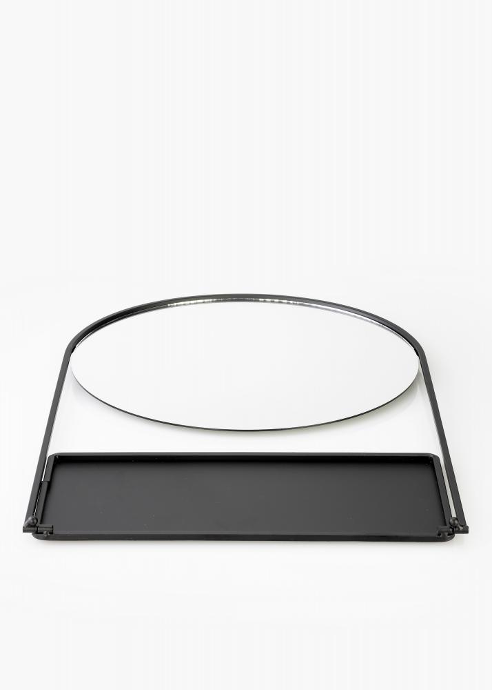 KAILA Rund Spegel med hylla - Svart 35x55 cm