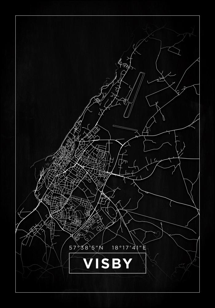 Karta - Visby - Svart Poster